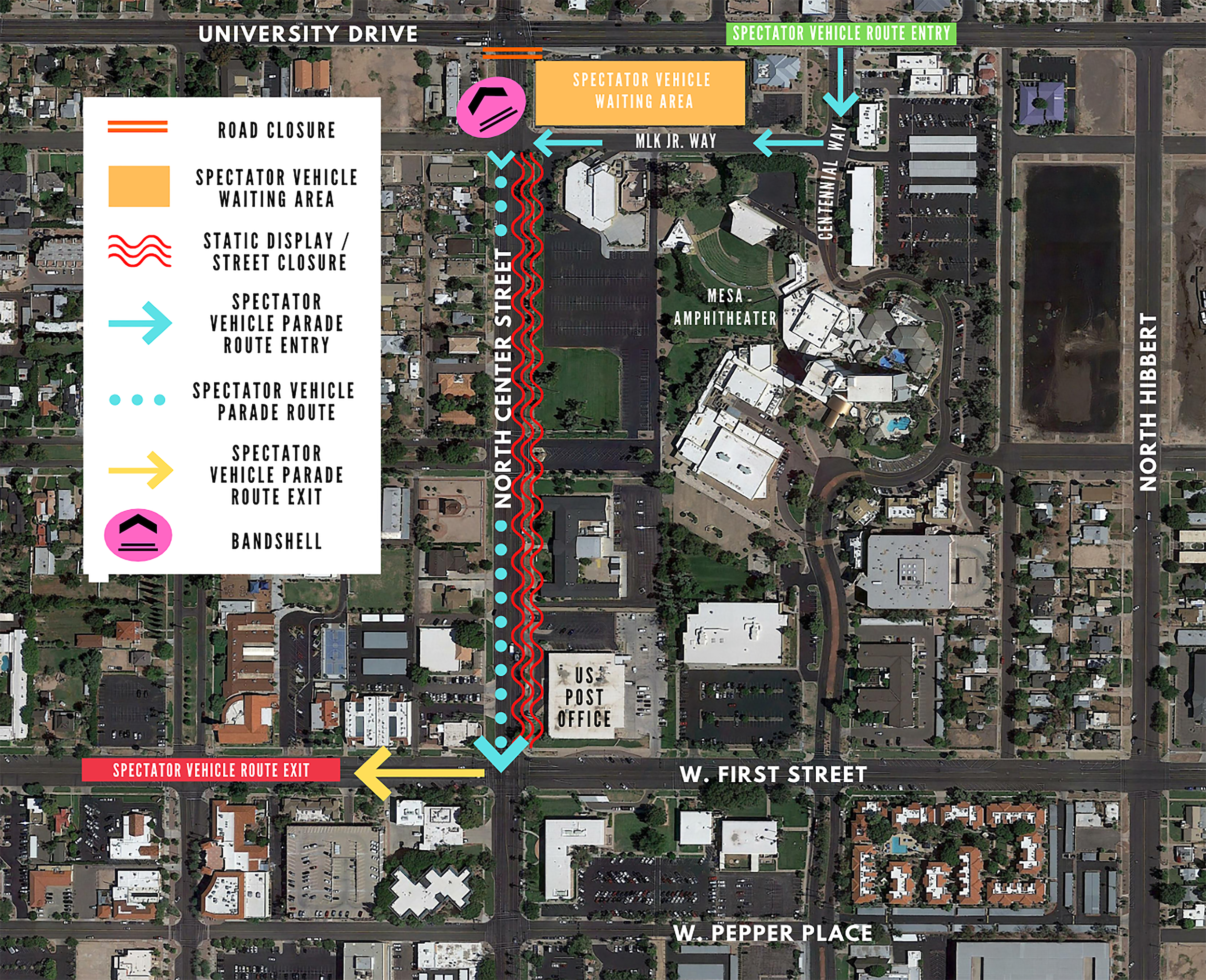 East Valley Veterans Parade route map